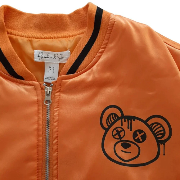 Birch and Stone Orange M Bear Bomber Jacket in Small - Picture 4 of 12